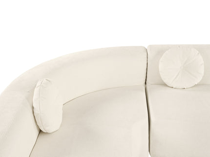 Extra Large Sectional Sofa Soft Fabric Upholstery, Elegant Curved Design With 3 Round Cushions, High - Resilience Foam For Ultimate Comfort - Beige