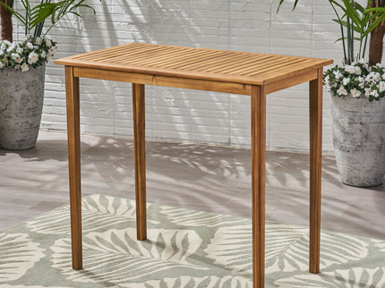 Outdoor Minimalist Acacia Wood Rectangle Bar Table