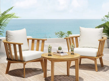 Patio Furniture Set, Outdoor Acacia Wood Patio Club Chair With Table