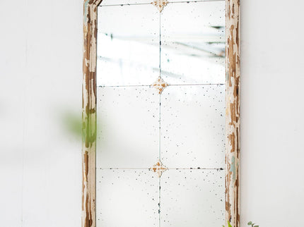 Large & Framed Wall Mirror, Arched Mirror With Decorative Window Look For Living Room - Cream