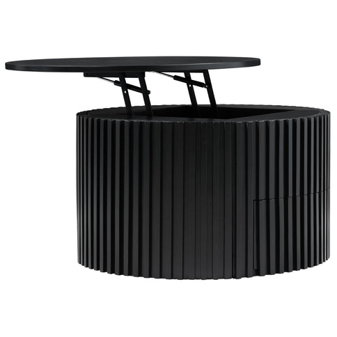 Round Lift Top Coffee Table With Hidden Storage For Living Room