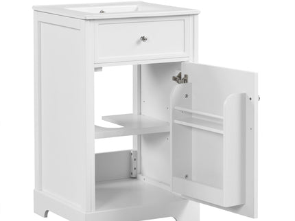 20" Bathroom Vanity With Sink, Soft Closing Cabinet Door, Adjustable Shelf & Storage Rack - White
