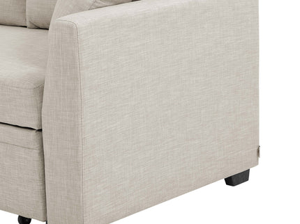 Upholstered Sectional & Pull Out Bed And Chaise Storage - Almond