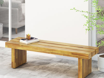 Nahanni - Rustic Acacia Wood Bench With Slat Design - Natural