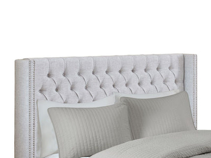 Transitional Upholstery Headboard With Tufted Buttons And Nailhead Trim