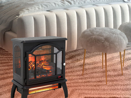 3D Flame Electric Infrared Quartz Fireplace Stove With Remote Control