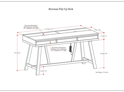 Bowman - Flip Up Desk - Distressed Gray