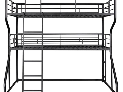 Industrial Triple Bunk Bed With Dual Ladders Frame, Space Saving Design