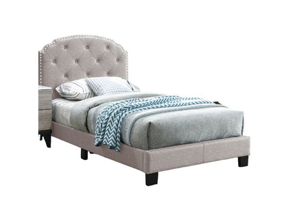 Button Tufted Bed With Nailhead Trim