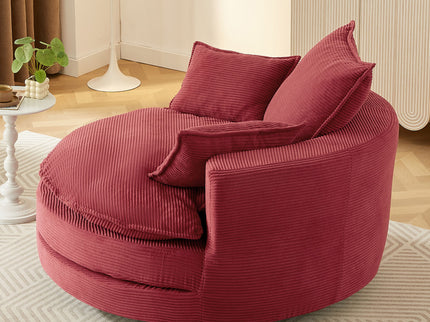 360° Swivel Accent Barrel Chair With Dual Layer Cushion And 3 Removable Pillows
