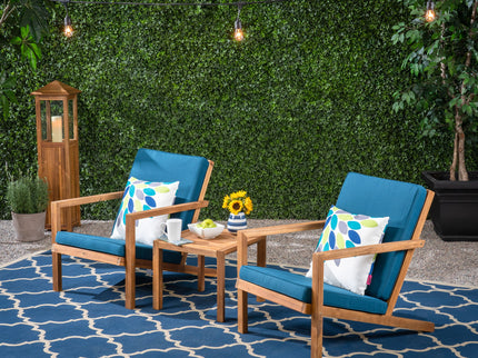 Celestaria - 3 Piece Outdoor Chat Set With Adirondack Chairs, Cushions And Side Table