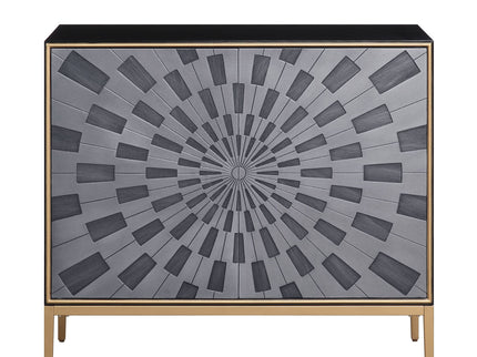 Quilla - Brass Console Cabinet - Black / Gery