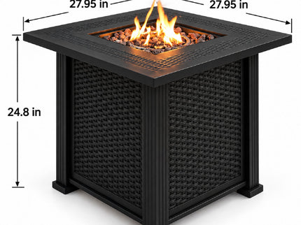 Outdoor Fire Pit Table With Lava Rocks, Propane Fire Pit - Black