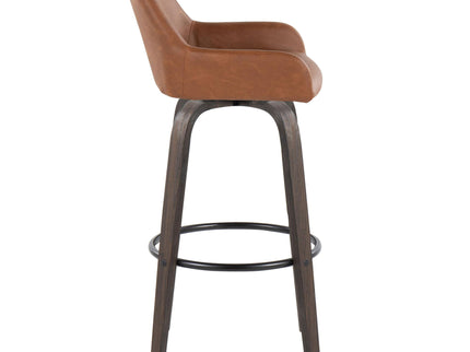 Daniella - Contemporary Fixed Height, Barstool With Swivel With Round Footrest (Set of 2)