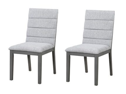 Tufted Upholstery Modern Dining Chairs (Set of 2) Sleek Comfort With Rubber Wood Frame - Gray / Oak