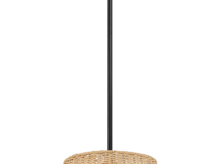 Essence - Single Lights Pendant With Shade - Black / Rattan