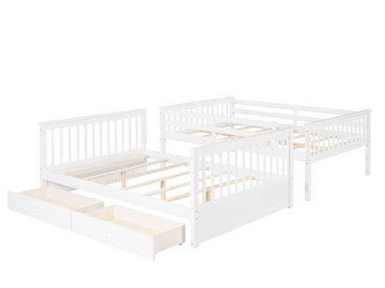 Bunk Bed With Ladders And 2 Storage Drawers