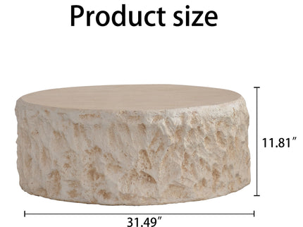 Round Coffee Table & Smooth Texture For Living Room - Light Beige