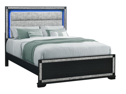 Soulmarie - Bed With LED Lighting And Padded Headboard