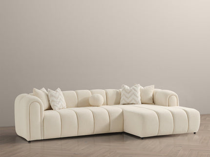 Beatrice - Modern Tufted Right Sectional Sofa - Ivory