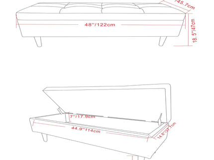 Shay - Large Square Coffee Table Storage Ottoman Mid-Century Style