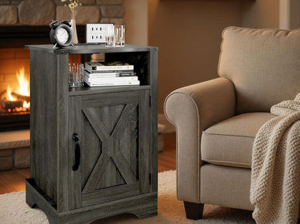 Farmhouse Nightstand, Charging Station & Storage