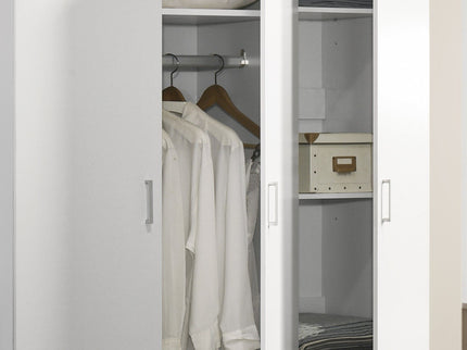 Declan - 3 - Door Wardrobe Cabinet Armoire With Storage Shelves And Hanging Rod - White