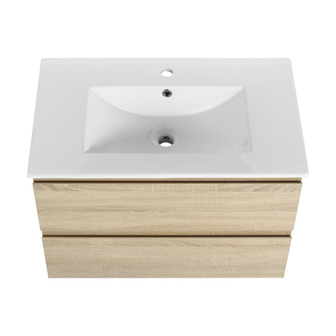 Wall Mounted Bathroom Vanity & Sink, 2 Soft Close Drawers