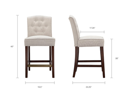 Tufted Counter Stool With Button Tufted Back - Tan