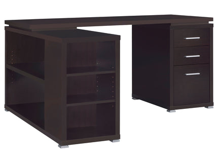 Tona - L-Shape Computer Desk With 3 Drawers And 5 Shelves