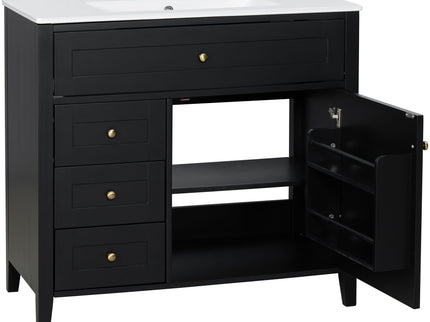 Bathroom Vanity With Sink, 3 Drawers & Cabinet With Adjustable Shelves