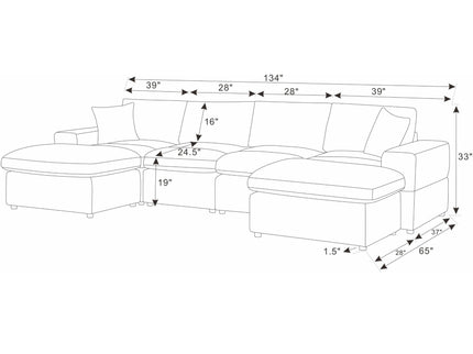 Upholstered Symmetrical Modular Sectional With 6 Seating