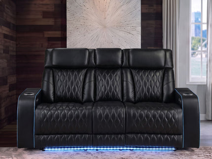 Electra - Power Reclining Sofa With Power Headrests, Drop Down Table, Reading Light, Massage, LED Lighting And USB Control