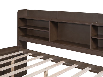Captain Bed With Built In Bookshelves, 3 Storage Drawers, And Trundle
