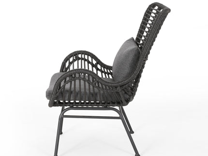 Modern Aesthetic Outdoor Rattan Accent Chair With Metal Legs