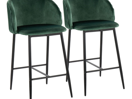 Fran - Pleated Waves Contemporary, Fixed Height Counter Stool (Set of 2)