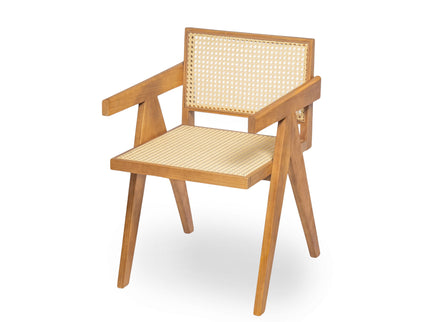 Chandigarh Arm Dining Chair With Natural Cane Design (Set of 2)