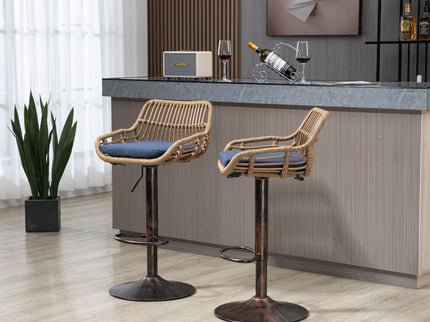 Modern Swivel Bar Stools Adjustable Counter Chairs With Footrest (Set of 2)