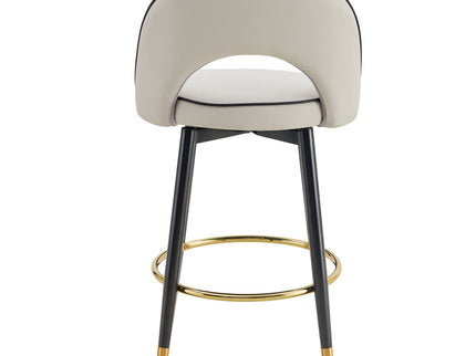 Modern Upholstered 360° Rotatable Bar Chair With Metal Legs For Dining Room (Set of 2)