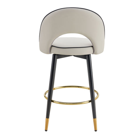 Modern Upholstered 360° Rotatable Bar Chair With Metal Legs For Dining Room (Set of 2)
