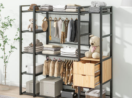 Open Style Wardrobe With Hanging Rails, Shelves And Drawers