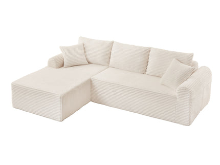 Modular Sectional With Arched Armrests, Includes 3 Back Cushions & 2 Throw Pillows