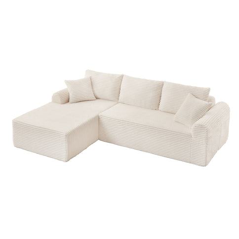 Modular Sectional With Arched Armrests, Includes 3 Back Cushions & 2 Throw Pillows