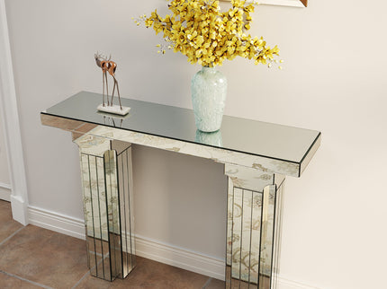Console Table, Rectangular Entryway Desk For Living Room - Silver