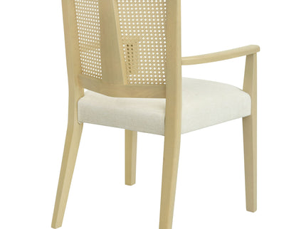 Mid Century Modern Arm Dining Chairs With Rattan Backrest