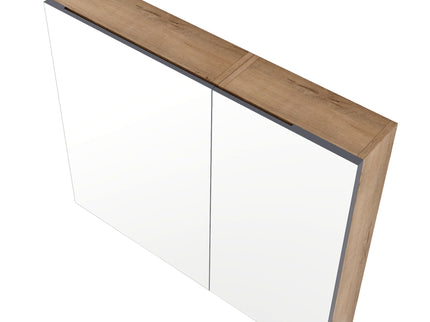 33.56" Wall Mounted Bathroom Cabinet With Adjustable Shelves - Imitative Oak