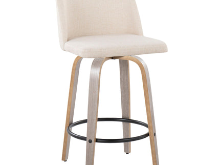 Toriano - Contemporary Fixed Height Counter Stool With Swivel & Round Footrest (Set of 2)