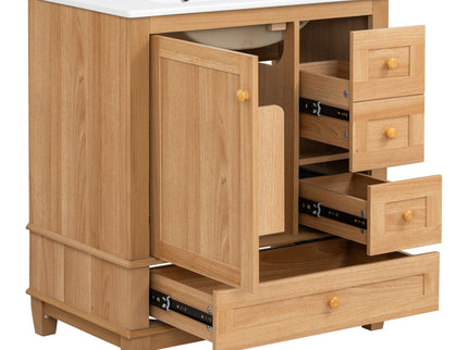 Freestanding Bathroom Vanity With Sink, Soft Close Doors & Drawers, Ample Storage - Wood