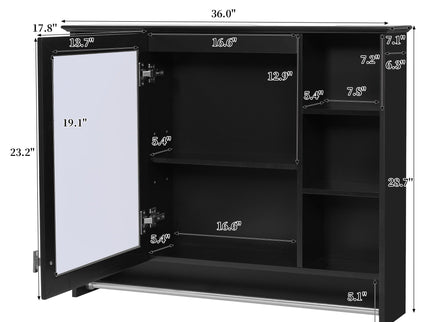 Modern Wall Mounted Mirror Cabinet With Adjustable Shelf, Soft Close Door, And Towel Bar