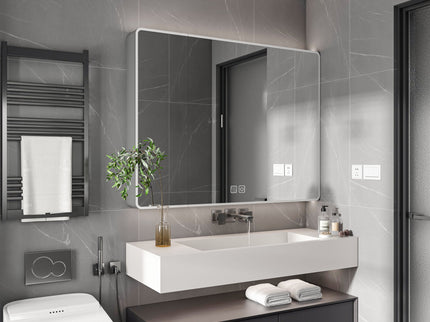 Aluminium Medicine Cabinet Mirror With LED Light And Defogging Function - Gray
